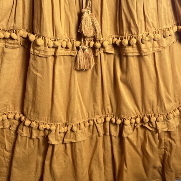 Yellow Tiered Ruffled Midi Dress with Flutter Sleeves size 0 - Picture 7 of 10
